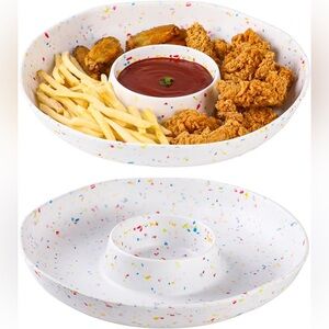 Melamine Chip & Dip Serving Platter Set of 2, 13 Inch Large
